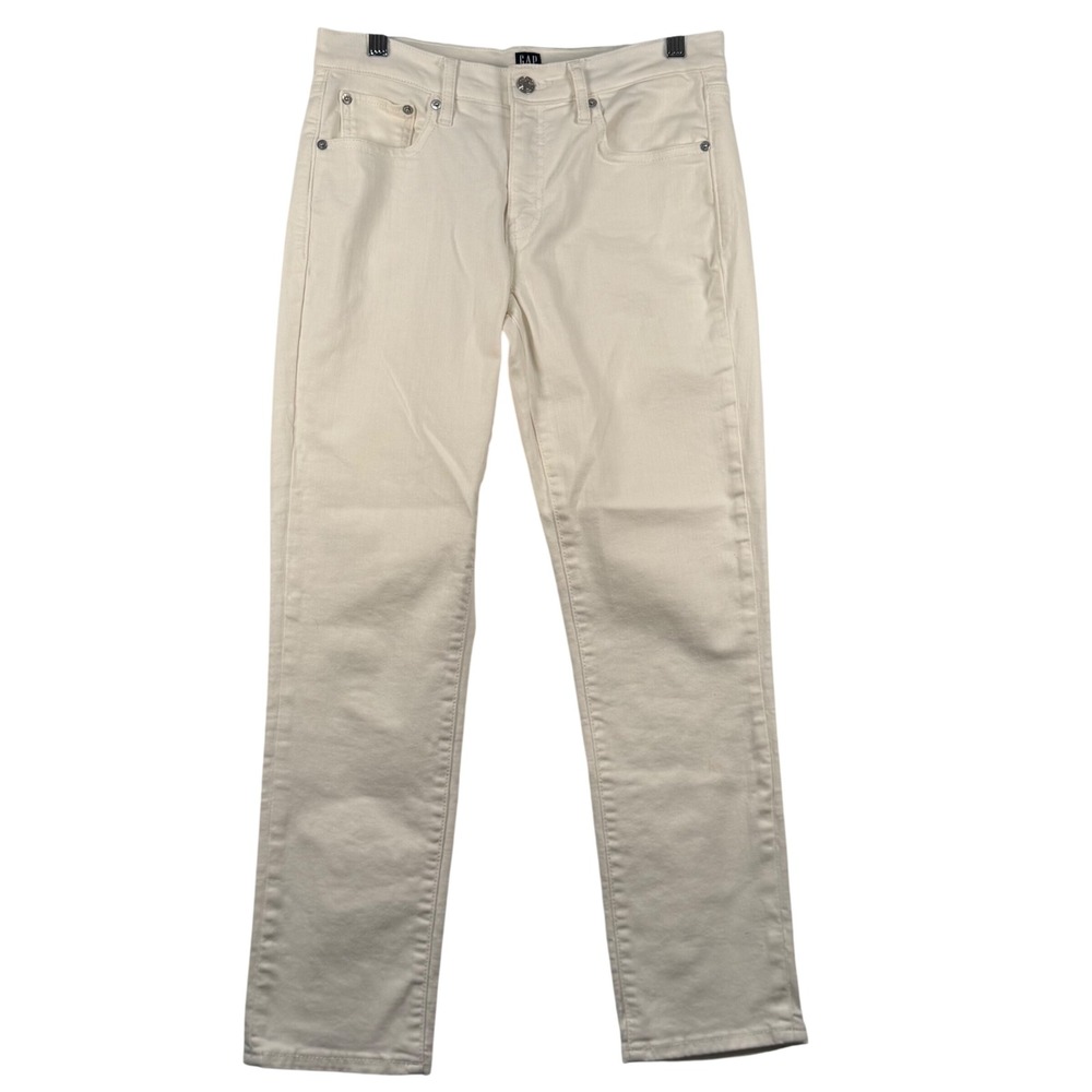 Gap 2 R Best Girlfriend Jeans White Stretch Denim Mid‎ Rise Minimalist Nautical